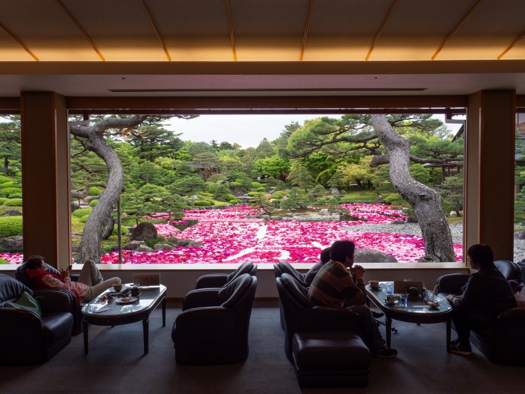 matsue shimane daikonshima yuushien yûshien pivoine jardin japonais botan bonsai pins art traditionnel contemporain cuisine japonaise momiji érable illuminations brume voyage tourisme japon